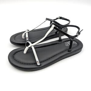 Franco Sarto Joela Ankle Strap Sandals Women's Silver/Black Size US7M EU37